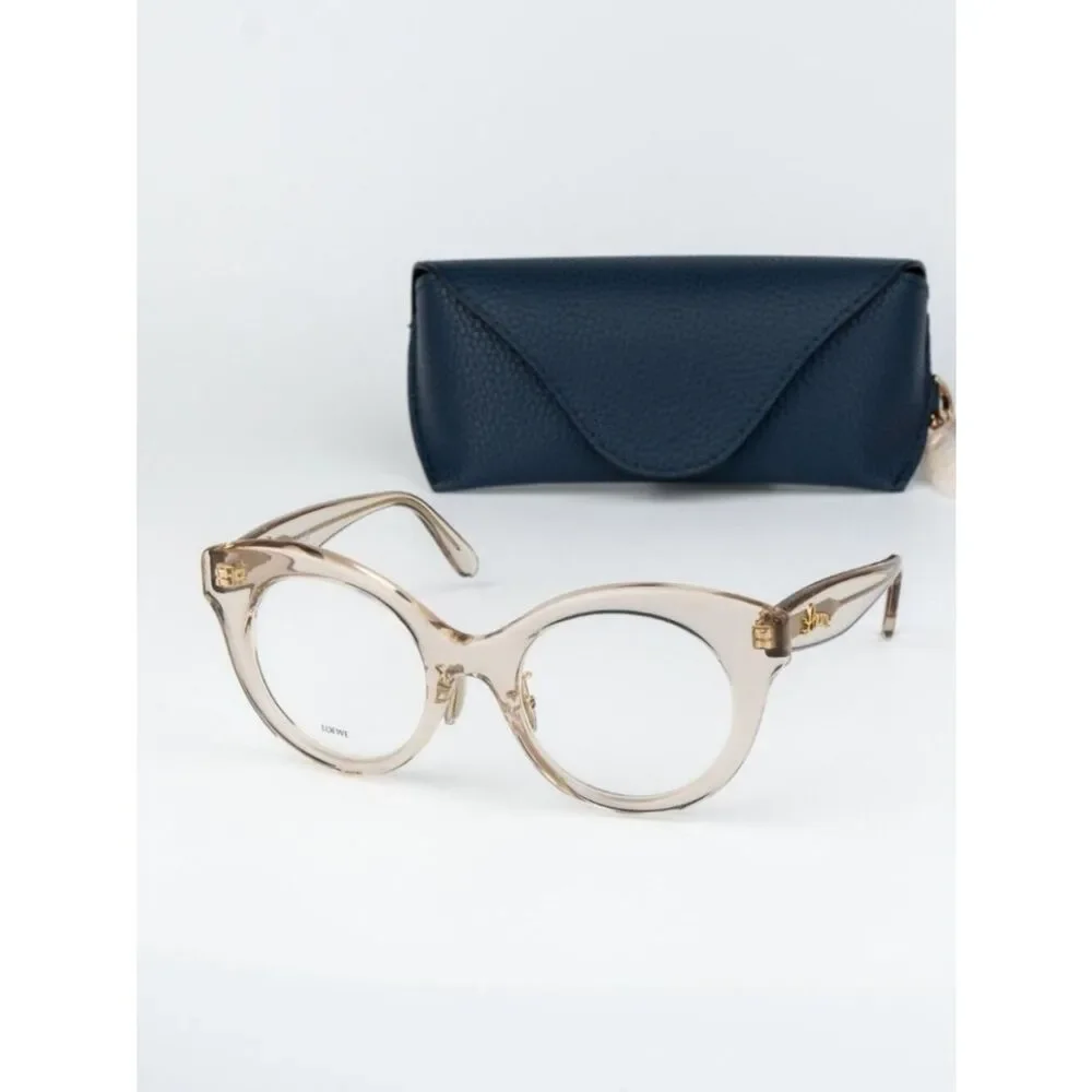 Loewe CURVY Women Eyeglasses Beige Round LW50074F 057 NEW AUTHENTIC